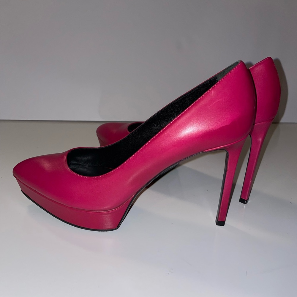 Saint Laurent Pink Leather Point Pumps Size 37 1/2 - Picture 8 of 9